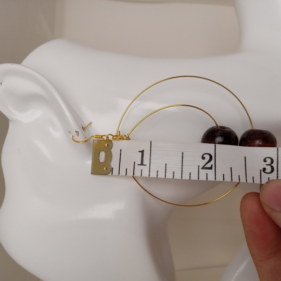 Gold and Brown Minimalist Hoop Earrings - Picture 5 of 5